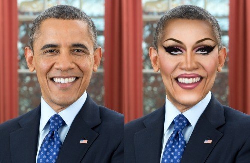 President Barack Obama transformed into a Drag Queen