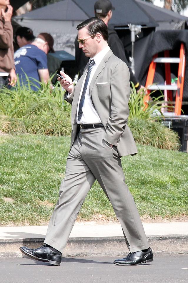 This is a photo of Jon Hamm on the set of 'Mad Men.'
